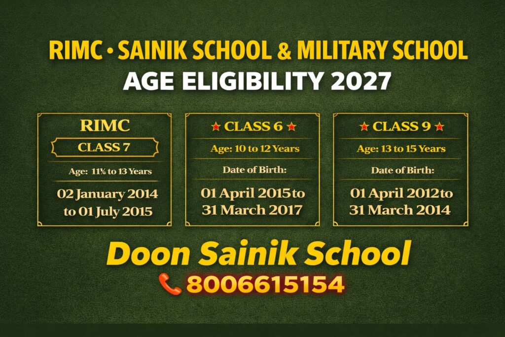 RIMC Age Limit, Sainik School & Military School Age Eligibility 2027
