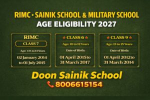 RIMC Age Limit, Sainik School & Military School Age Eligibility 2027